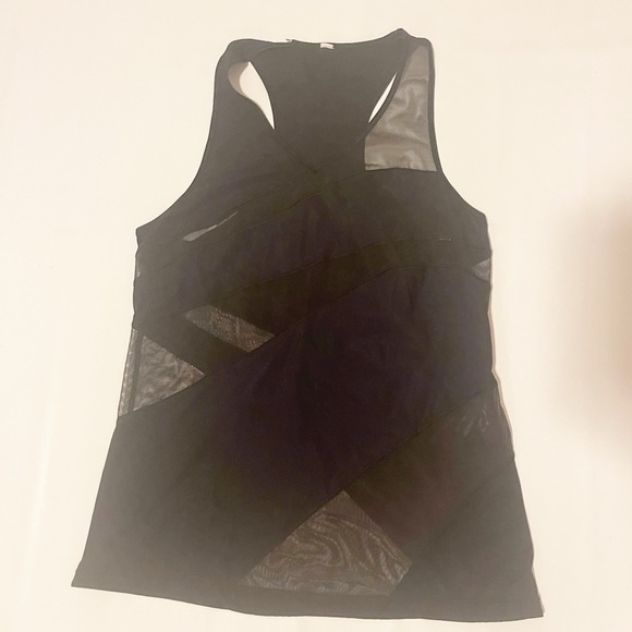 lululemon black mesh stripes top size 6 - Picture 1 of 6